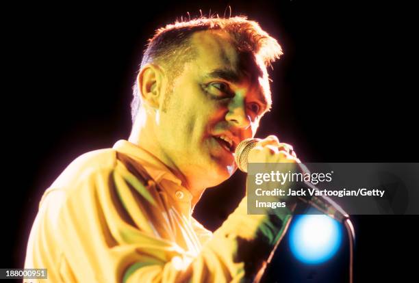 English singer-songwriter Morrissey performs at a Benefit for Central Park SummerStage, New York, New York, September 17, 1997.