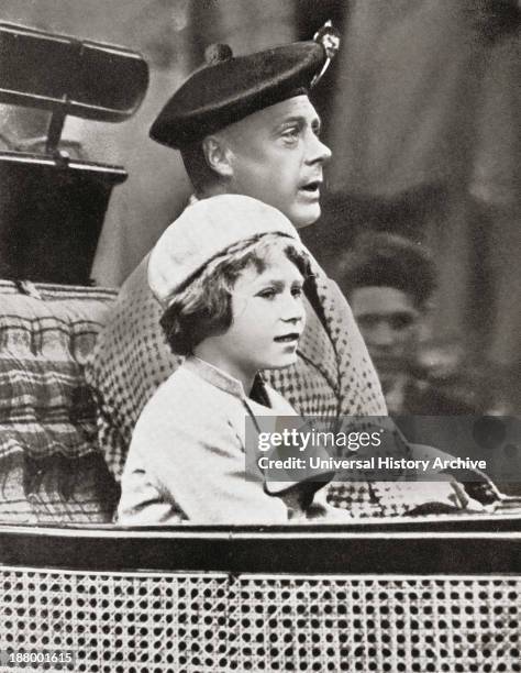 The Prince Of Wales, Later King Edward Viii, With Princess Elizabeth, Later Queen Elizabeth Ii, Returning From Crathie Church During A Visit To...