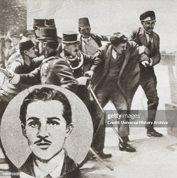 The Police Arresting Gavrilo Princip, 1894 -1918. Bosnian Serb Who Assassinated Archduke Franz Ferdinand Of Austria And His Wife, Sophie, Duchess Of...