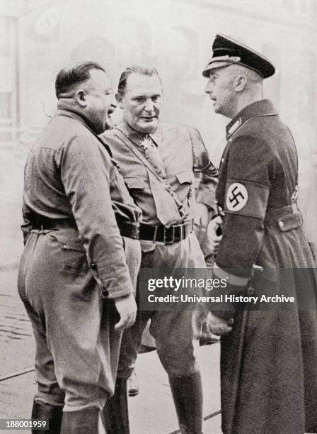 Members Of The Blood Order. From Left To Right, Christian Weber, Hermann Goering And Heinrich Himmler. Christian Weber, 1883 German Nazi Party...