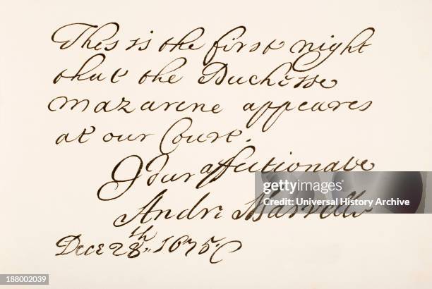 Andrew Marvell, 1621  1678. English Metaphysical Poet Hand Writing Sample.