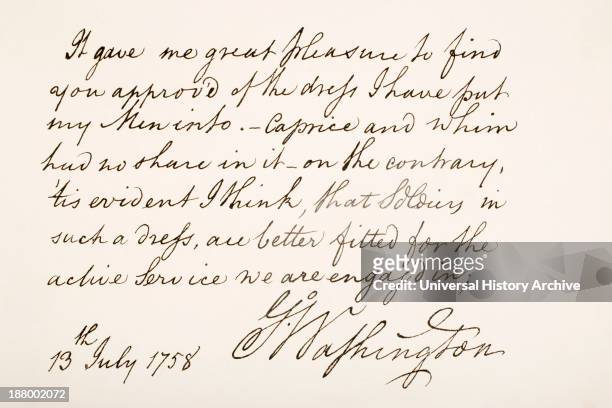 George Washington, 1732 First President Of The United States Of America. Hand Writing Sample.