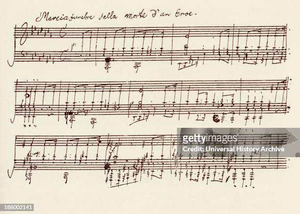 Portion Of The Ms. Of Ludwig Van Beethoven's A Flat Major Sonata, Op 26.