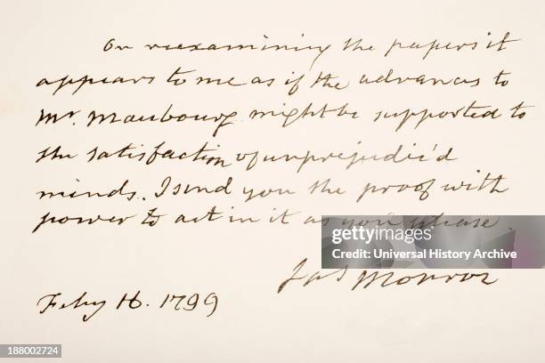 James Monroe, 1758 Fifth President Of The United States Of America. Hand Writing Sample.