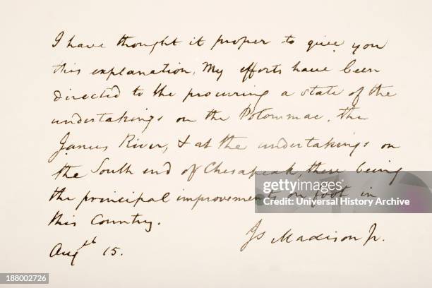 James Madison, 1751 Fourth President Of The United States Of America. Hand Writing Sample.