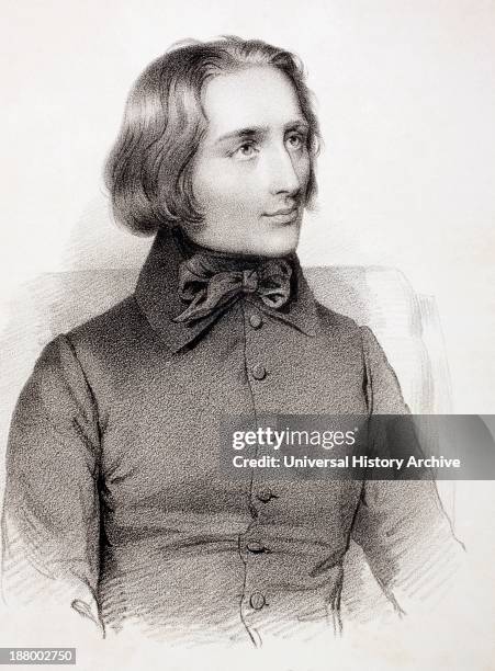 Franz Liszt, 1811 Hungarian Pianist And Composer. From Figaro, Journal For Literatur, Kunst Og Musik, Published In Copenhagen, 1841.