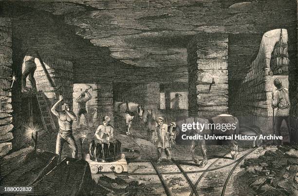 Bradley Coal Mine, Near Bilston, England In The 19Th Century. Getting Out The Ten Yard Coal In The Staffordshire Collieries. From Cyclopaedia Of...