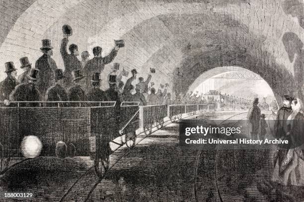 Trial Run Of Train In London Underground In 1862. From El Museo Universal, Published Madrid 1862.