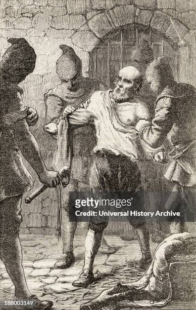 The Scourging Of George Penn During The Spanish Inquisition. From The Book Of Martyrs By John Foxe, Published C.1865.
