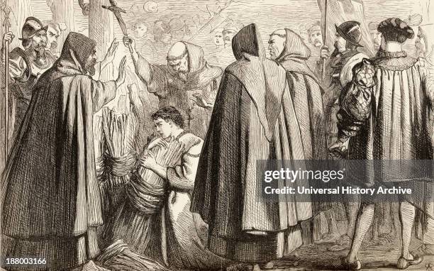 John Frith About To Be Burnt At The Stake For Heresy, In 1533. John Frith, 1503 To 1533. English Protestant Priest, Writer, And Martyr. From The Book...