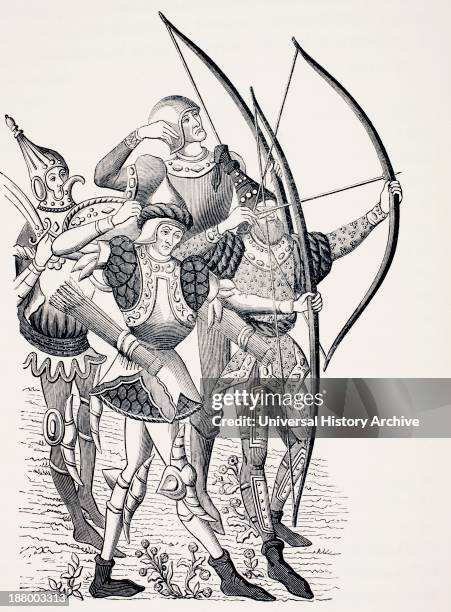 15Th Century French Long Bowmen In Action From Les Artes Au Moyen Age, Published Paris 1873.