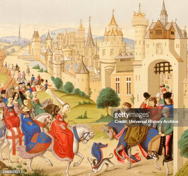 Entrance Of Queen Isabeau Of Bavaria Into Paris, June 20, 1389. Queen Isabeau 1370 - 1435, Consort Of King Charles Vi. From Les Artes Au Moyen Age,...