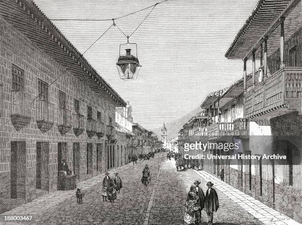 Royal Street, Bogota,Columbia, South America, In The 19Th Century. From El Mundo En La Mano Published 1875.