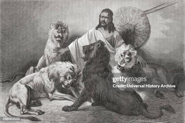 Tewodros Holding Audience, Surrounded By Lions. Tewodros Ii, Baptized Theodore Ii C. 1818 To 1868. Emperor Of Ethiopia. From El Mundo En La Mano...