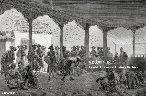 The Court Of The Gaekwad, The Ruling Prince Or Maharaja Gaekwad Of Baroda, India, In The 19Th Century. From El Mundo En La Mano, Published 1878.