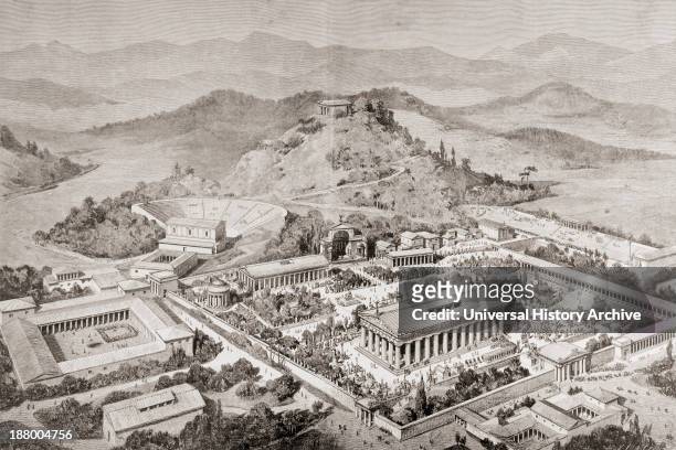 Artist's Impression Of Olympia, Greece, At The Time Of The Ancient Olympic Games. From El Mundo Ilustrado, Published Barcelona, 1880.