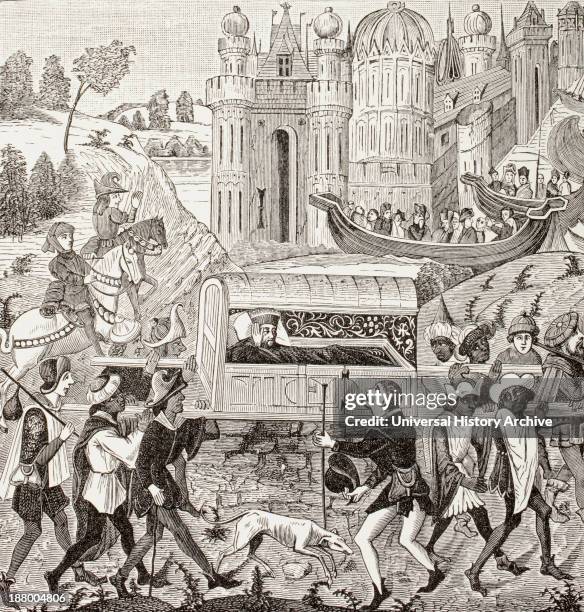 Robert I, Duke Of Normandy, Father Of William The Conqueror, Seized With Illness During His 1035 Ad Pilgrimage To Jerusalem Is Carried In His Litter...