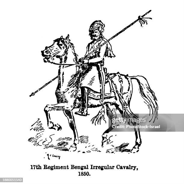 17th regiment bengal irregular cavalry, 1850 - vintage military uniform stock pictures, royalty-free photos & images