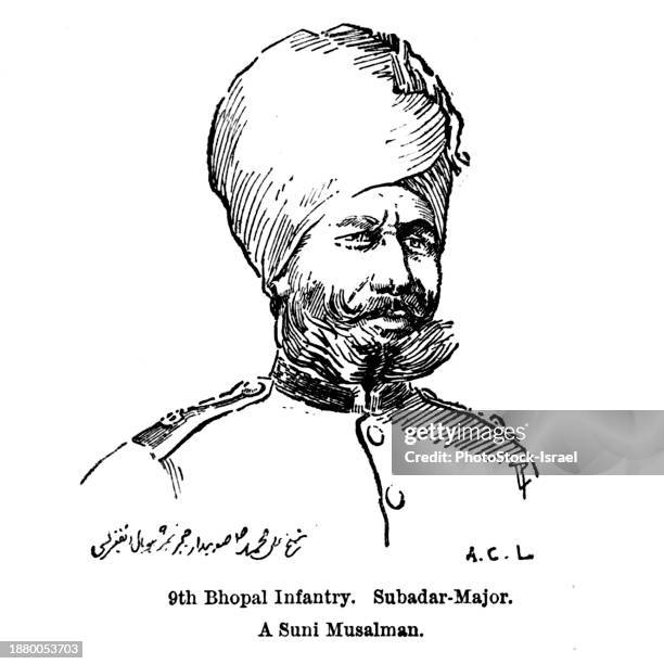 9th bhopal infantry. subadar-major. - vintage military uniform stock pictures, royalty-free photos & images
