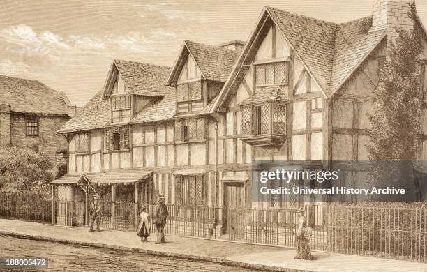 Shakespeare's Birthplace In Stratford-Upon-Avon, England. From The Illustrated Library Shakspeare, Published London 1890.
