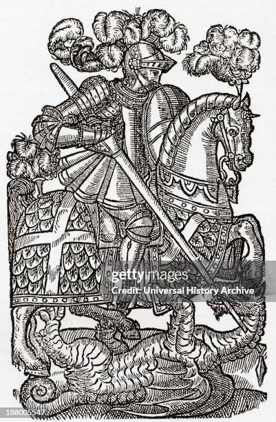 The Red Cross Knight, St. George And The Dragon, From Faerie Queen, Third Edition, 1598. From The Book Short History Of The English People By J.R....