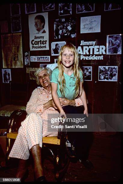 Amy Carter with grandmother Lillian on June 10,1976 in Plains, Georgia.