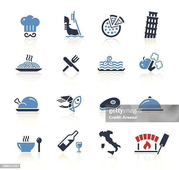 stockillustraties, clipart, cartoons en iconen met italian culture two colors | pro series - schaal serviesgoed