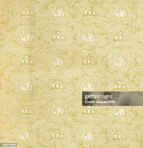 swan and ship pattern - animal pattern stock illustrations