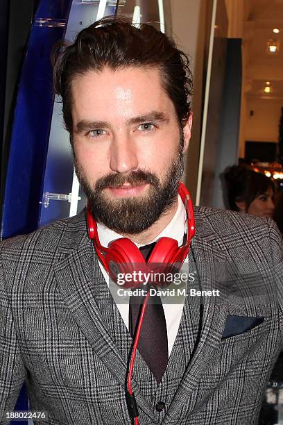 Jack Guinness attends DJ's at the launch of Alexa Chung's new eyeliner and mascara set for Eyeko at Selfridges on November 14, 2013 in London,...