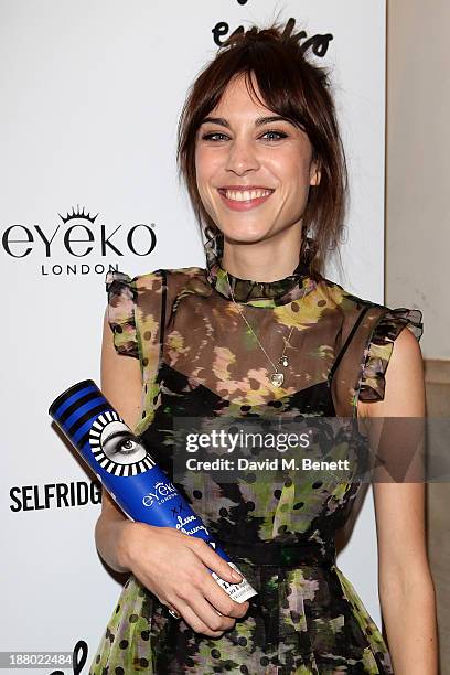 Alexa Chung attends a signing event celebrating the launch of Alexa Chung's new eyeliner and mascara set for Eyeko at Selfridges on November 14, 2013...