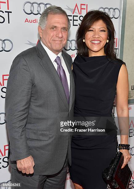 President of CBS, Leslie Moonves and host Julie Chen attends the AFI FEST 2013 presented by Audi closing night gala screening of "Inside Llewyn...