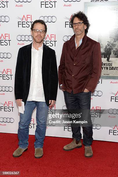 Writer/director Ethan Coen and writer/director Joel Coen attend the AFI FEST 2013 presented by Audi closing night gala screening of "Inside Llewyn...