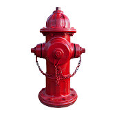 Red fire hydrant with white background
