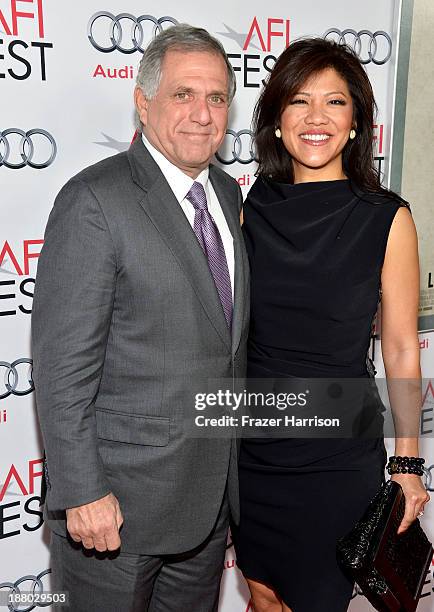 President of CBS, Leslie Moonves and host Julie Chen attend the AFI FEST 2013 presented by Audi closing night gala screening of "Inside Llewyn Davis"...