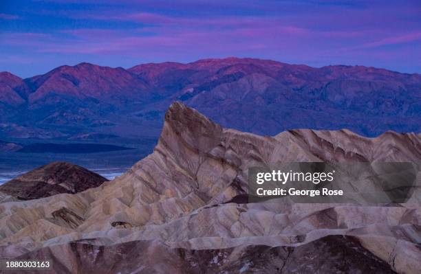 The iconic overlook at Zabriskie Point is viewed at sunrise on December 15 near Furnace Creek, California. Death Valley National Park, the largest...