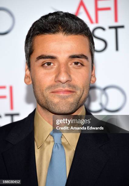 Actor Oscar Isaac arrives at the AFI FEST 2013 Presented By Audi - "Inside llewyn Davis" closing night gala premiere at the TCL Chinese Theatre on...