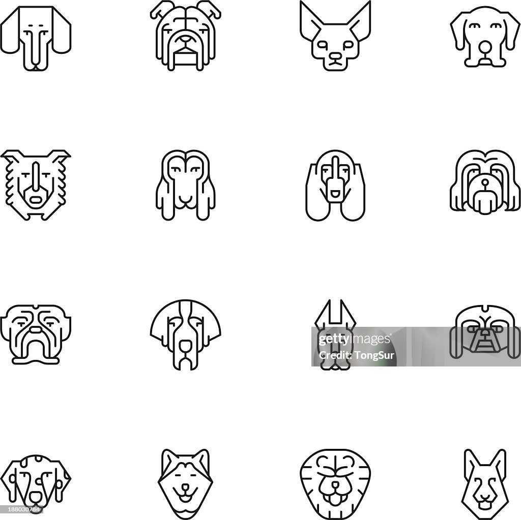 Dogs Head Icons | set 1 - Light