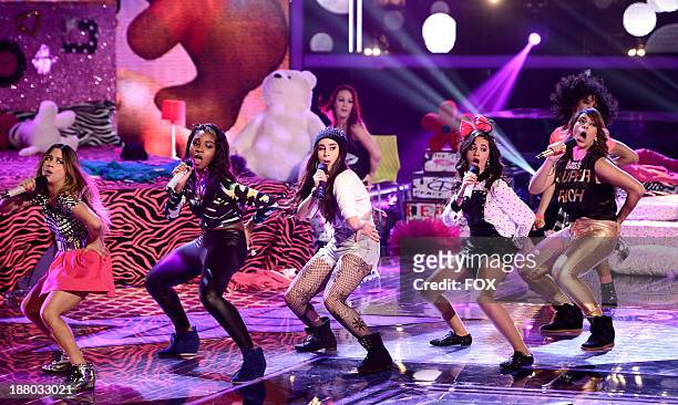 Fifth Harmony performs on FOX's "The X Factor" Season 3 Top 12 To 10 Live Elimination Show on November 14, 2013 in Hollywood, California.