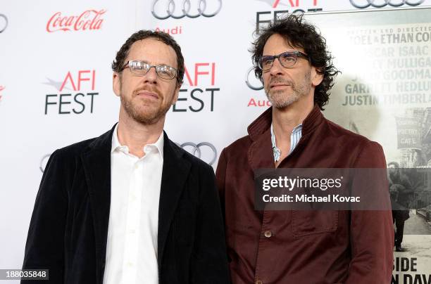 Writer/director Ethan Coen and writer/director Joel Coen attend the AFI FEST 2013 presented by Audi closing night gala screening of 'Inside Llewyn...