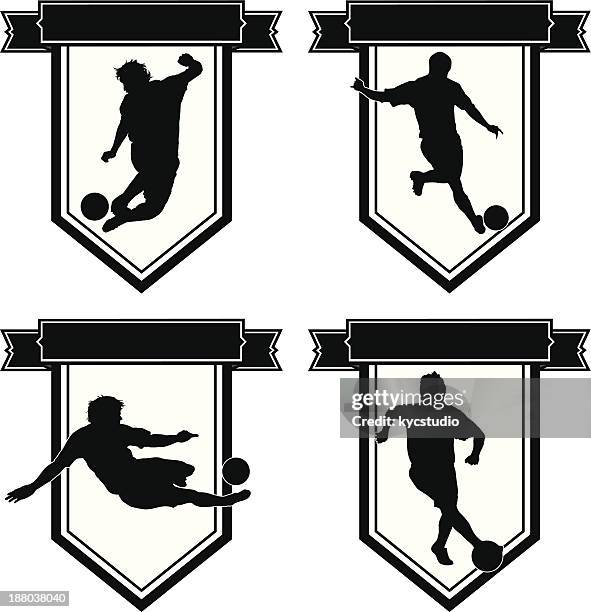 soccer emblem set - soccer header stock illustrations