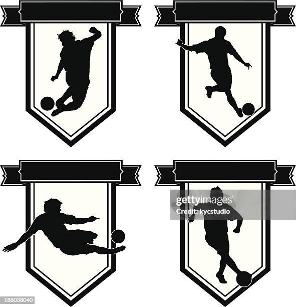 soccer emblem set - heading the ball 幅插畫檔、美工圖案、卡通及圖標