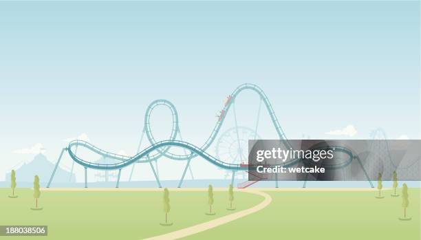 rollercoaster theme park - rollercoaster stock illustrations