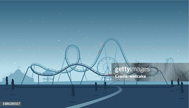 achterbahn silhouette - riding stock-grafiken, -clipart, -cartoons und -symbole