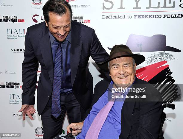 Directors Gabriele Muccino and Bernardo Bertolucci attend Cinema Italian Style 2013 "The Great Beauty" opening night premiere at the Egyptian Theatre...