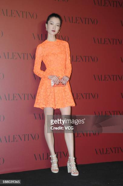 Model Du Juan attends Valentino Fashion Show at Shanghai Port International Cruise Terminal on November 14, 2013 in Shanghai, China.