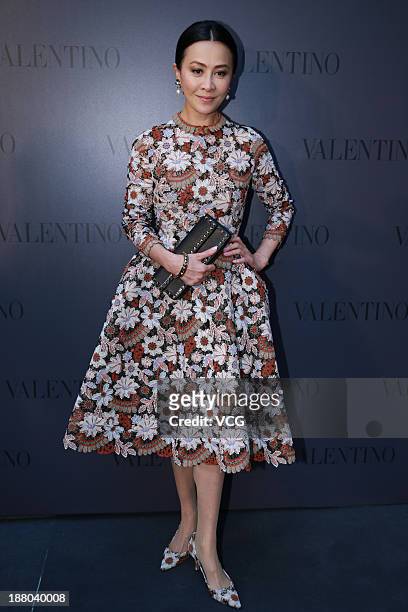 Actress Carina Lau attends Valentino store opening ceremony at IAPM Mall on November 14, 2013 in Shanghai, China.