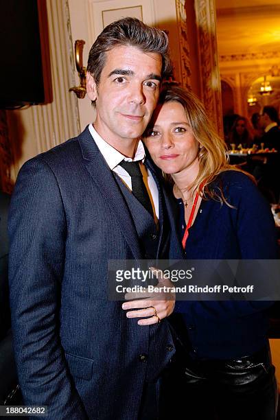 Xavier De moulins and his wife Anais De Moulins attend the 50th Anniversary party of Stephane Bern, called "Half a century, it's party", celebrated...