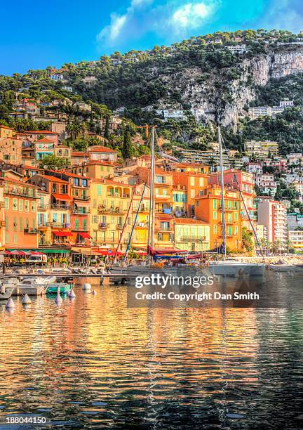 reflections of villefranche - villefranche sur mer imagens e fotografias de stock