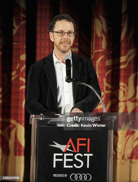 Director/writer/producer Ethan Coen speaks onstage during the AFI Premiere Screening of "Inside Llewyn Davis" at TCL Chinese Theatre on November 14,...