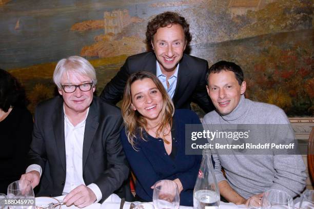 Patrice Carmouze, Stephane Bern, Guest and Marc-Olivier Fogiel attend the 50th Anniversary party of Stephane Bern, called "Half a century, it's...